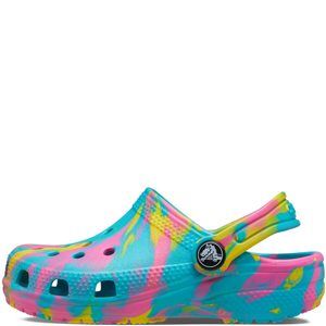 NEW CROCS CLASSIC MARBLED TIE-DYE CLOG (TODDLER) DIGITAL AQUA/MULTI 8 TODDLER M
